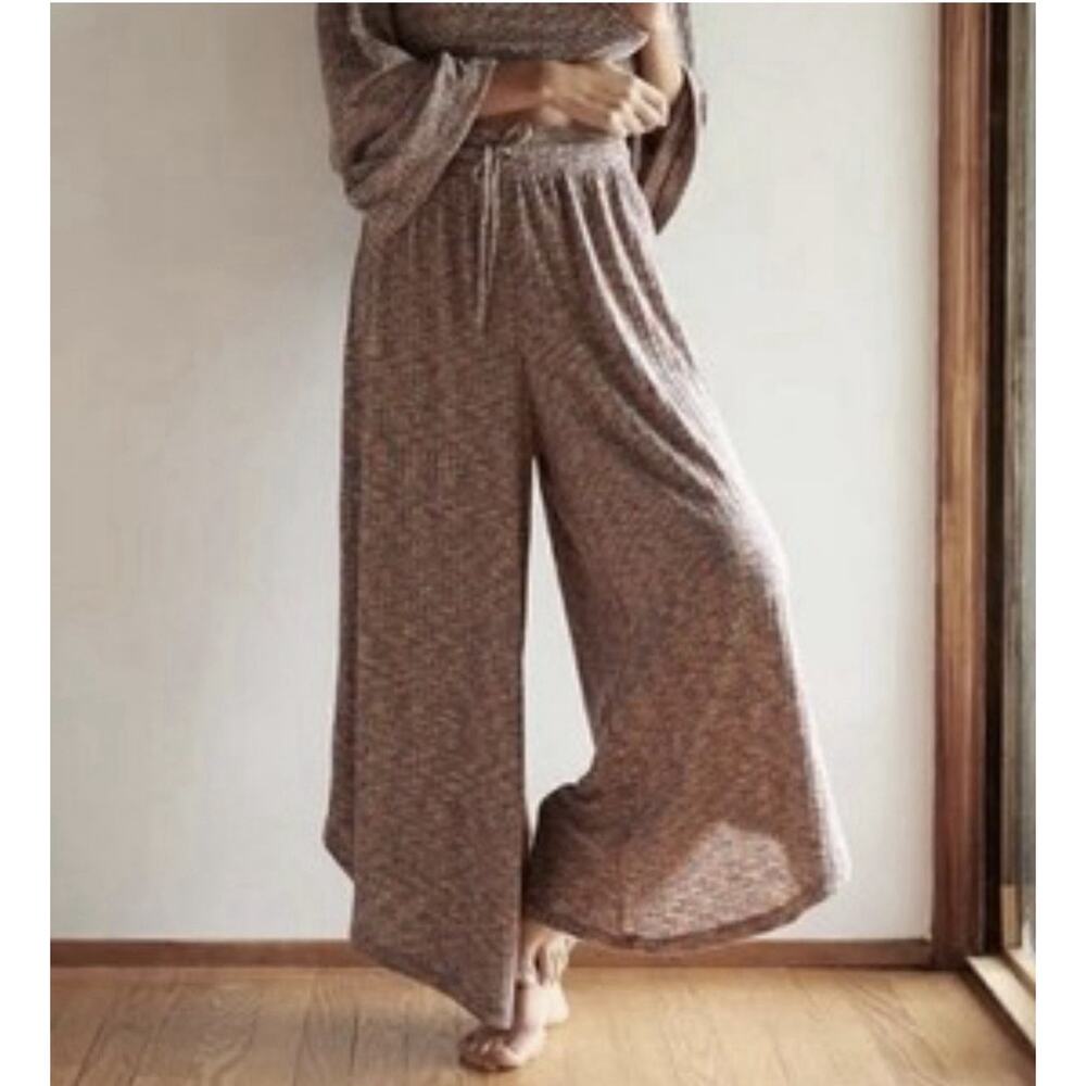Anthropologie Daily Practice Small Space Dye Flounce Wide Leg Pants Stretch